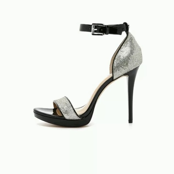 MICHAEL Michael Kors Sienna Glitter Silver/Black Sandals size 6 - Picture 2 of 13
